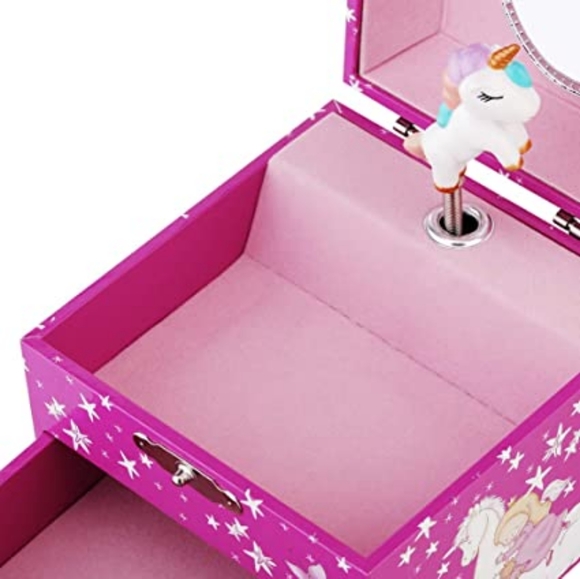 Kids Musical Jewelry Box for little Girls with Drawer and Jewelry Set with Love - Picture 4 of 4